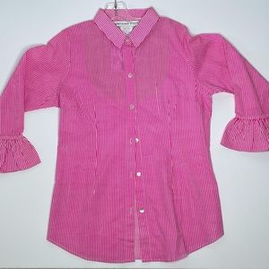 Gretchen Scott Pink Bell Sleeve Button Down, M